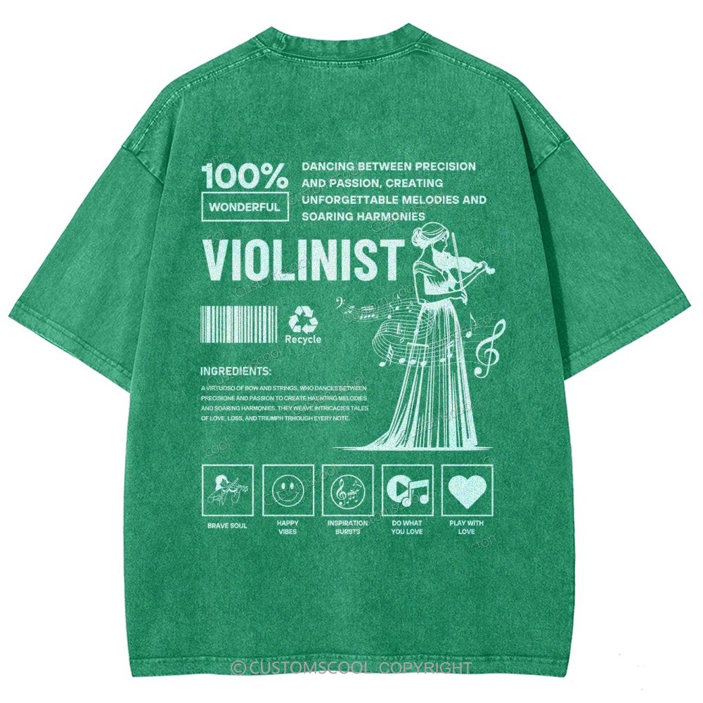 Violinist Unisex Fit Washed T-Shirt Customscool