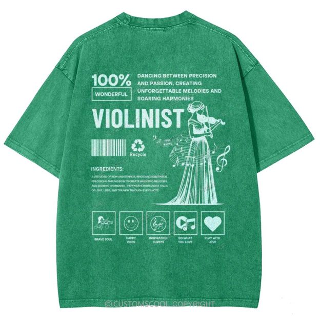 Violinist Unisex Fit Washed T-Shirt Customscool