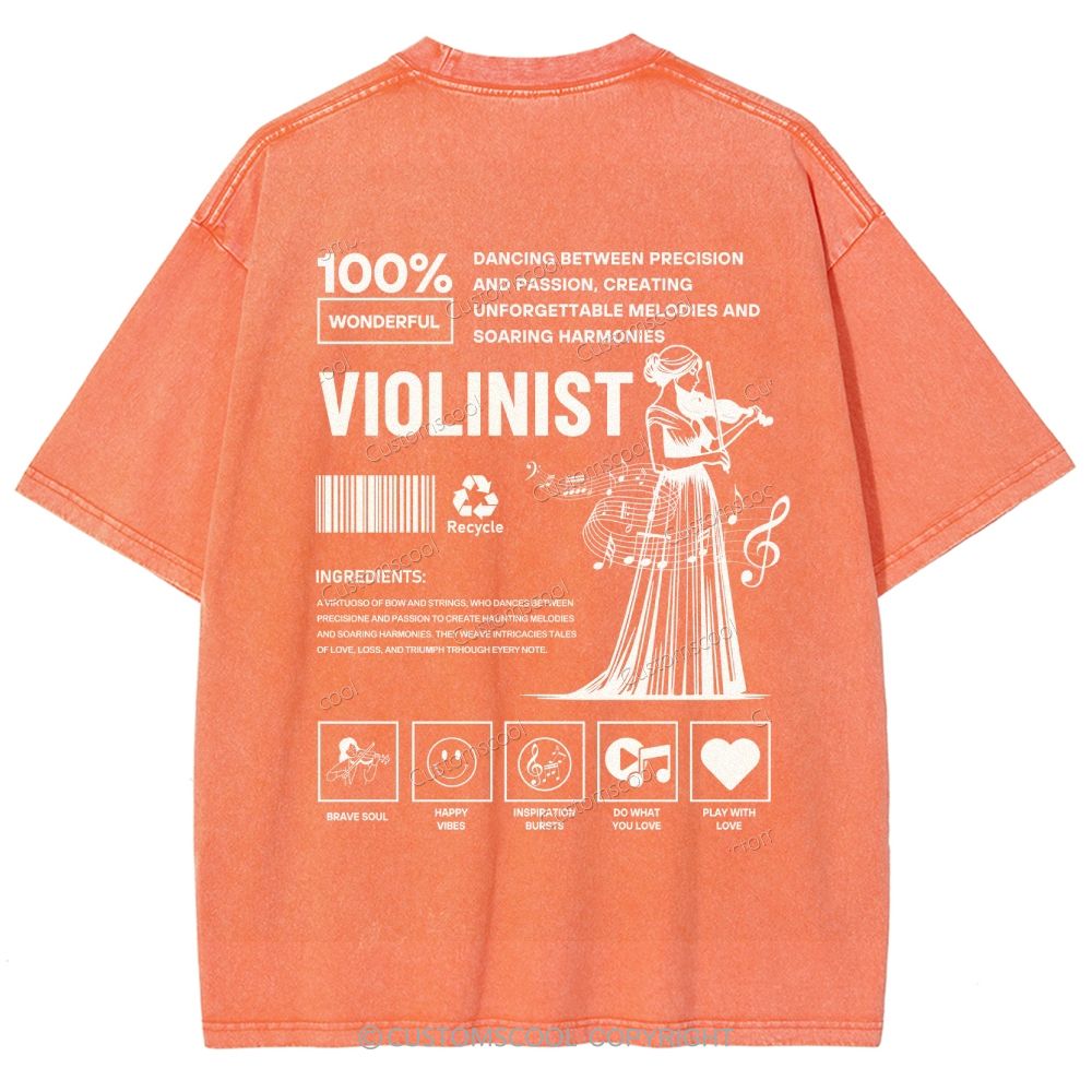 Violinist Unisex Fit Washed T-Shirt Customscool