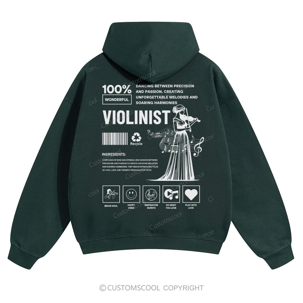 Violinist Solid Color Hoodie Customscool