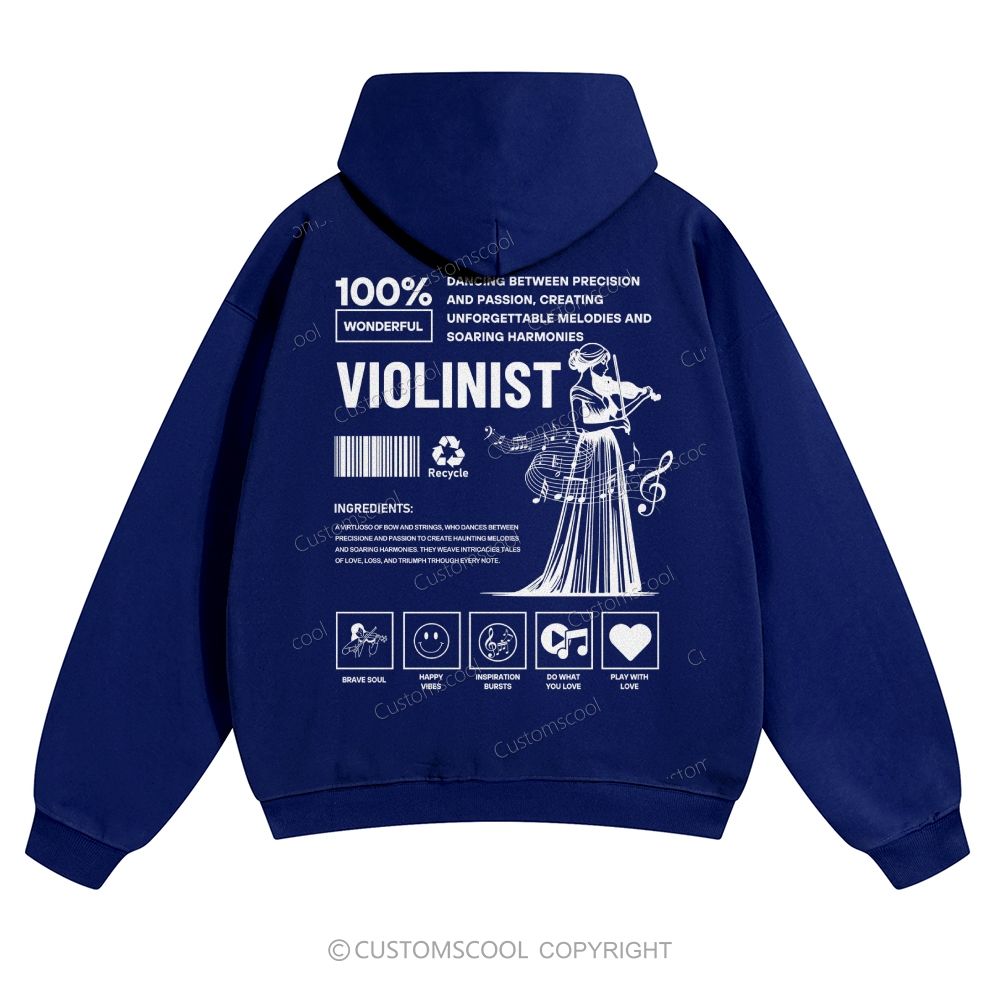 Violinist Solid Color Hoodie Customscool
