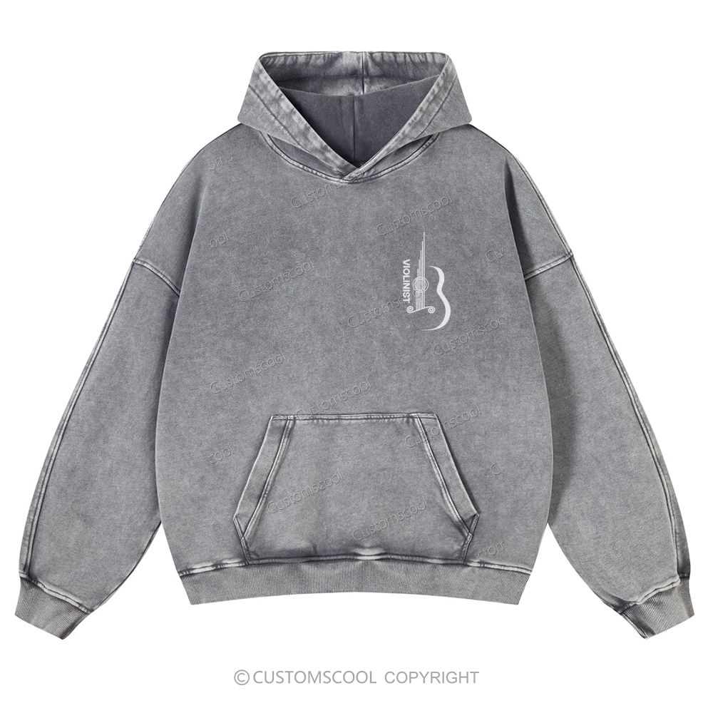 Violinist Casual Washed Hoodie Customscool
