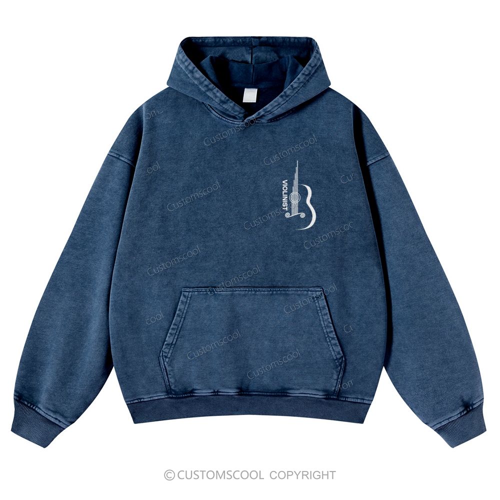Violinist Casual Washed Hoodie Customscool
