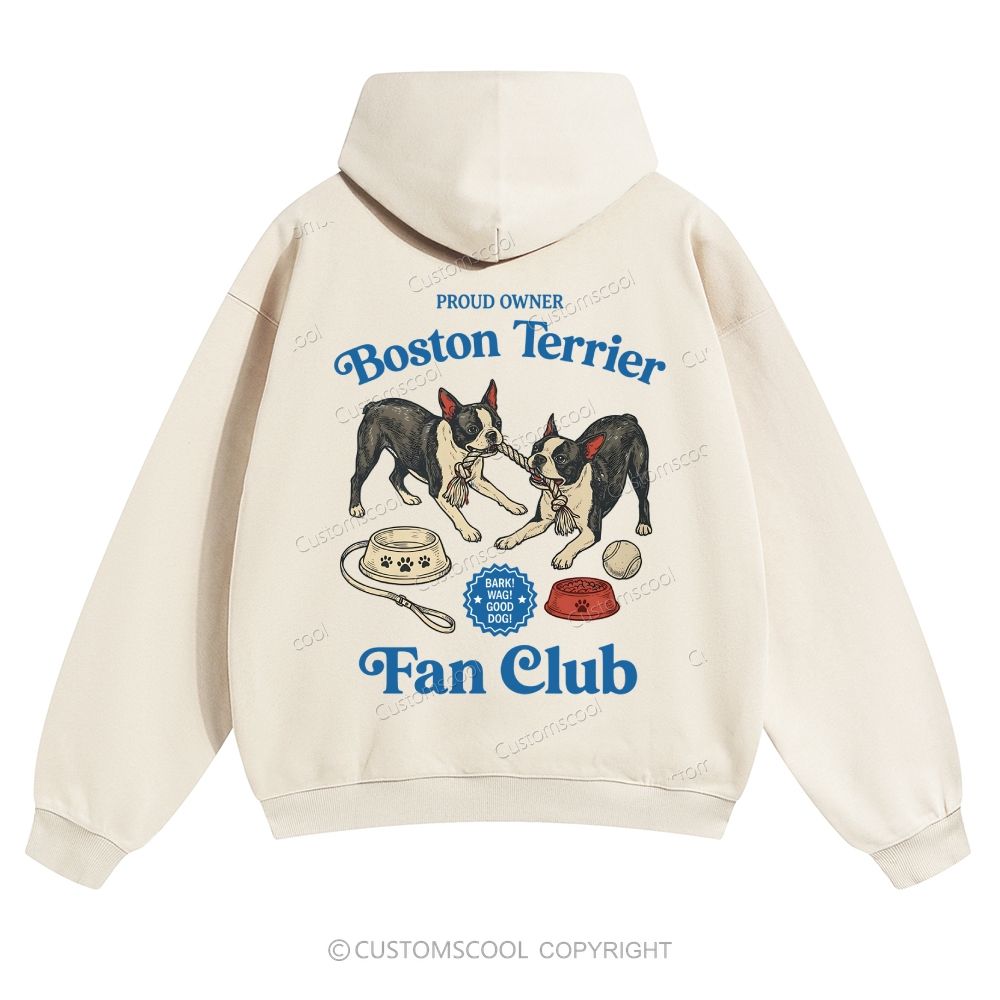 Boston Terrier Fan Club Dog Lover Solid Color Hoodie