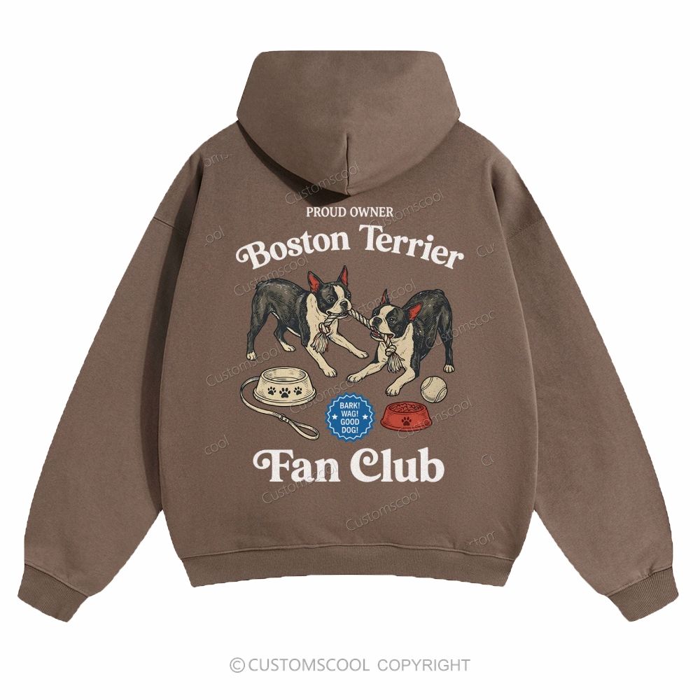 Boston Terrier Fan Club Dog Lover Solid Color Hoodie