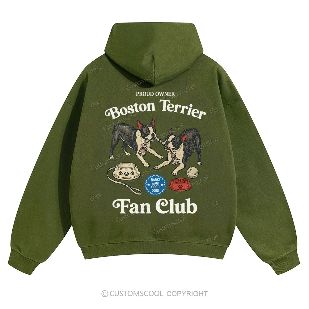 Boston Terrier Fan Club Dog Lover Solid Color Hoodie