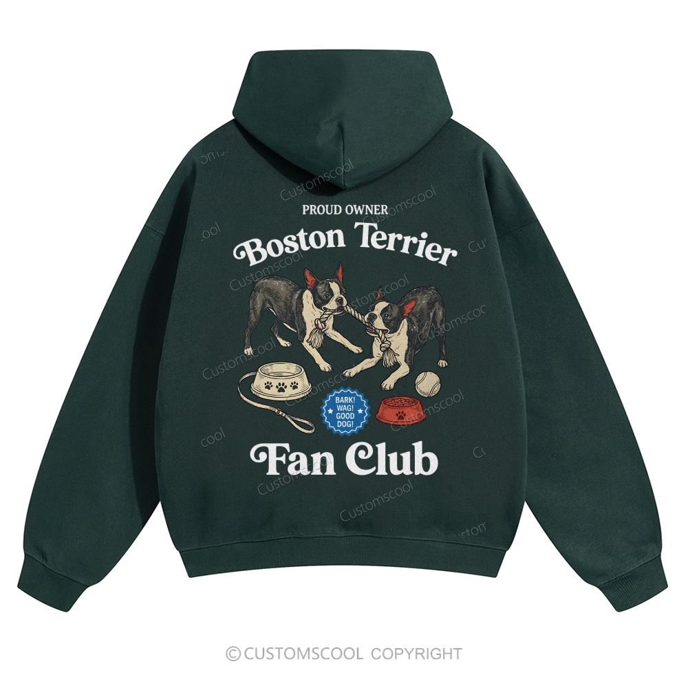 Boston Terrier Fan Club Dog Lover Solid Color Hoodie