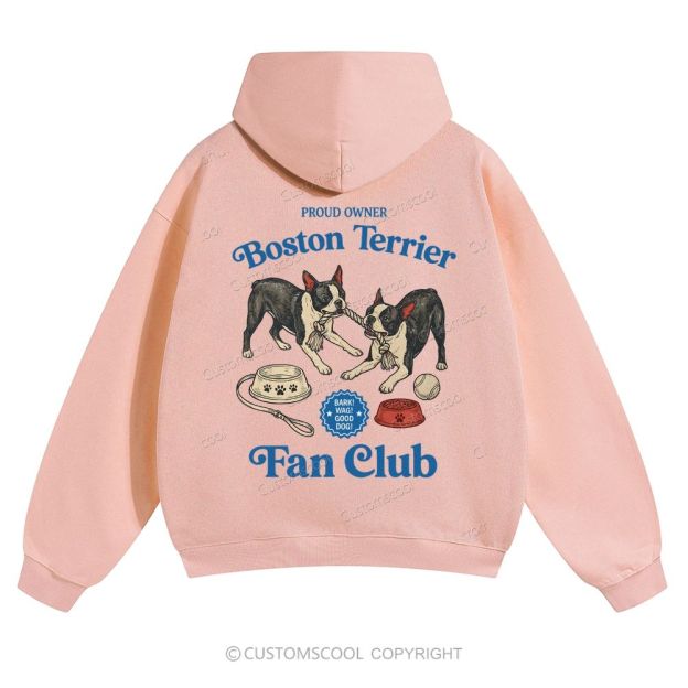 Boston Terrier Fan Club Dog Lover Solid Color Hoodie