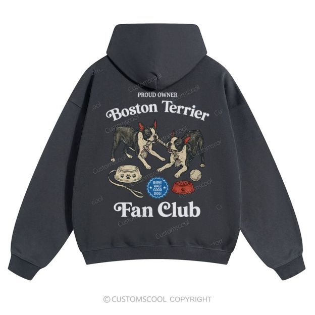Boston Terrier Fan Club Dog Lover Solid Color Hoodie