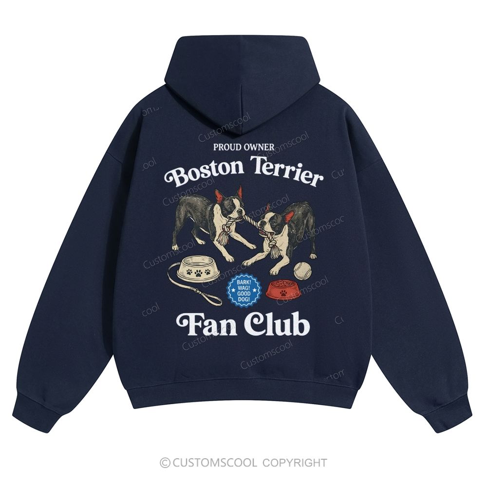 Boston Terrier Fan Club Dog Lover Solid Color Hoodie