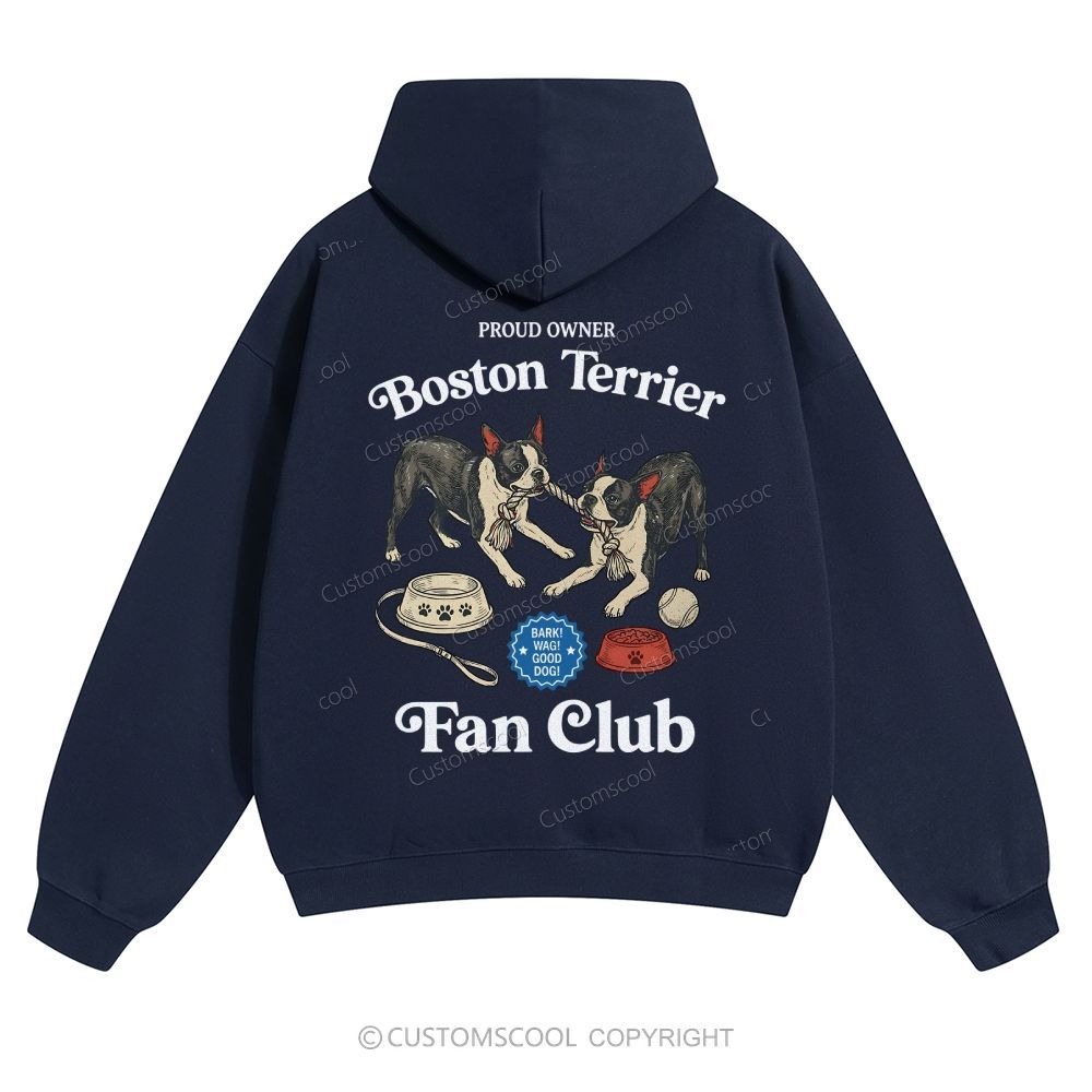 Boston Terrier Fan Club Dog Lover Solid Color Hoodie