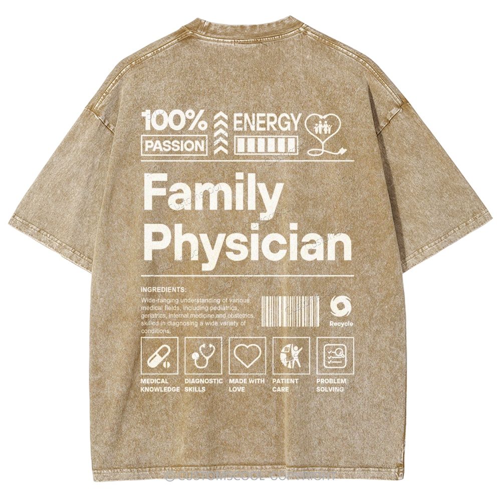 Family Physician Unisex Fit Washed T-Shirt Customscool