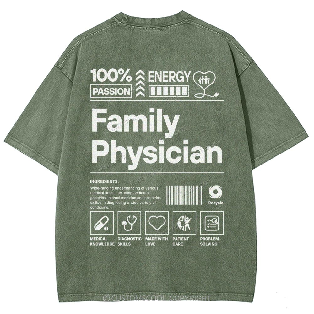 Family Physician Unisex Fit Washed T-Shirt Customscool