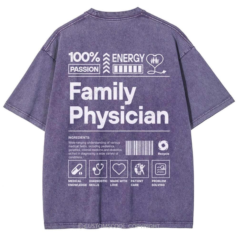 Family Physician Unisex Fit Washed T-Shirt Customscool
