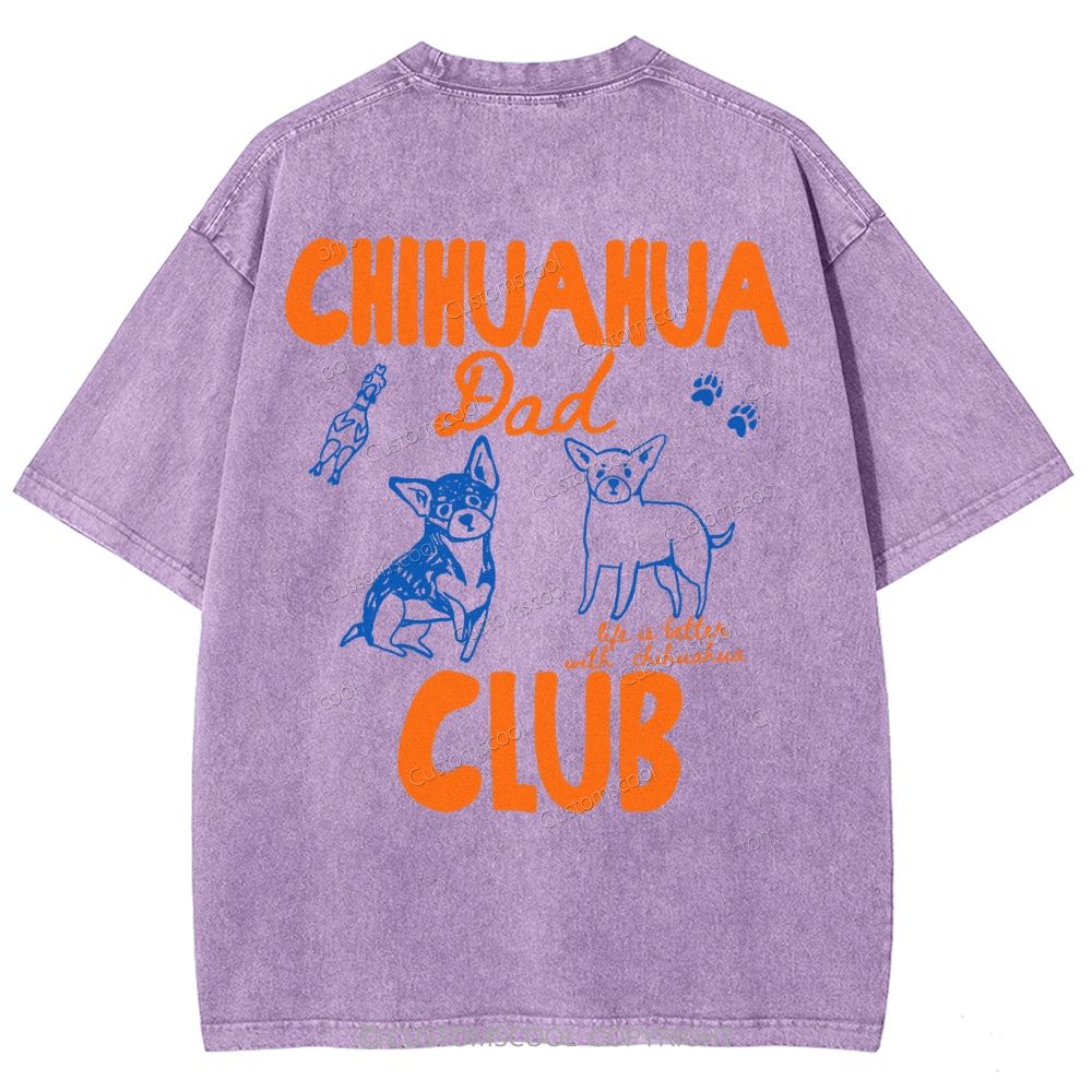 Chihuahua Dad Club Unisex Fit Washed T-Shirt