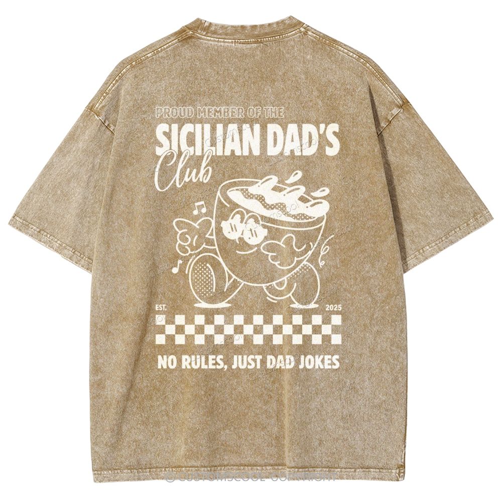 Addcustom Sicilian Dads Club Date Unisex Fit Washed T-Shirt