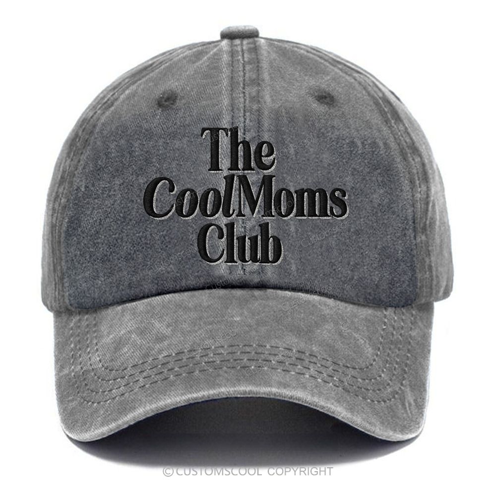 The Cool Moms Club Embroidery Unisex Vintage Casual Washed Cap