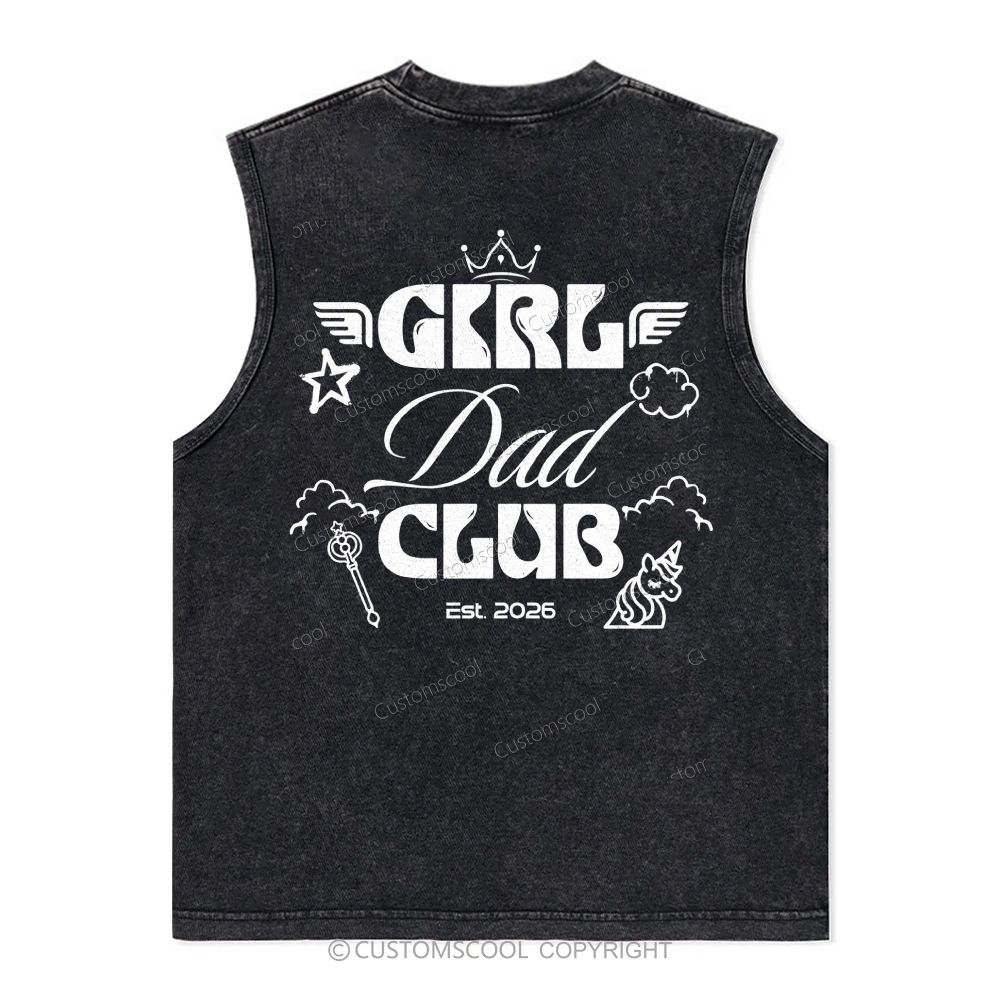 Girl Dad Club Addcustom Tag Unisex Washed Tank Top
