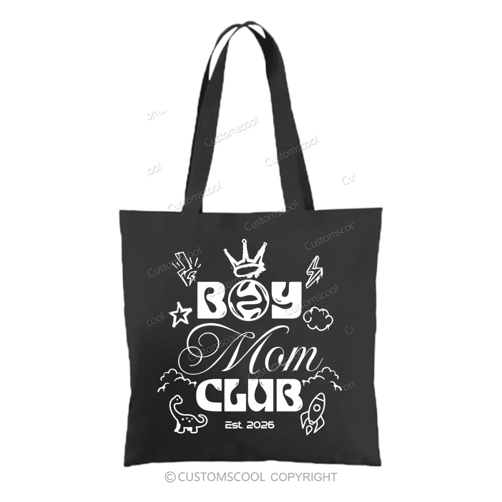 Boy Mom Club Addcustom Tag Tote Bag