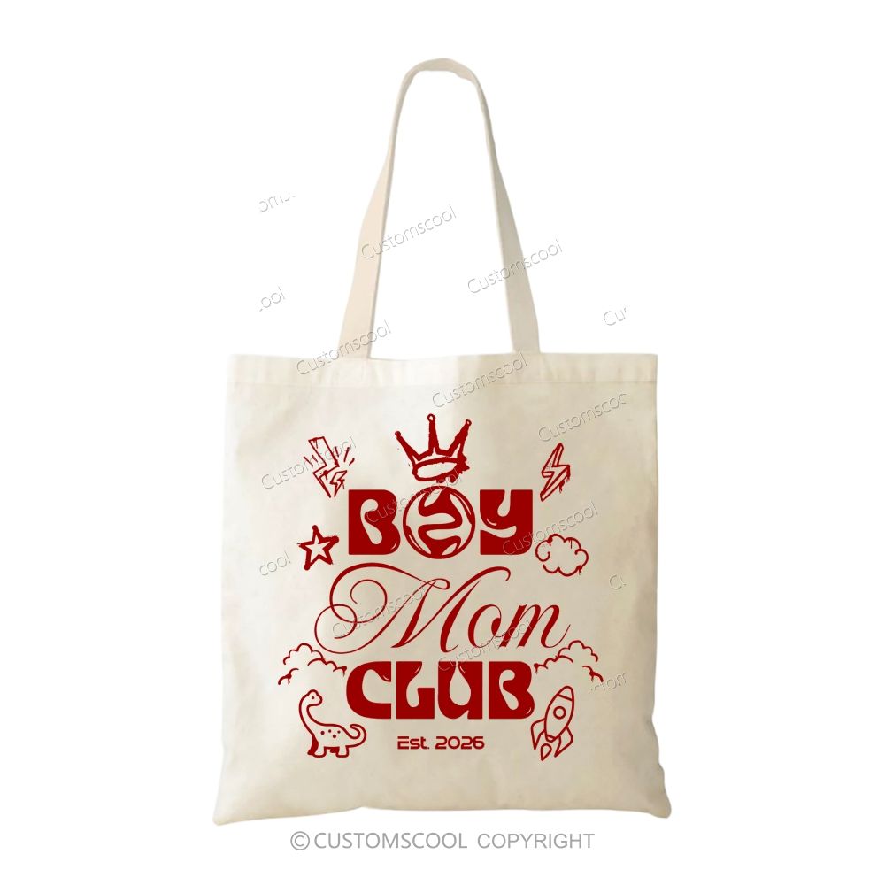Boy Mom Club Addcustom Tag Tote Bag