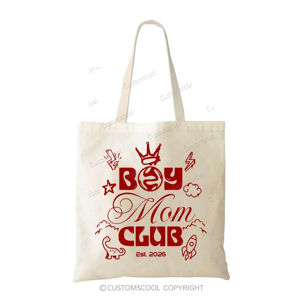 Boy Mom Club Addcustom Tag Tote Bag