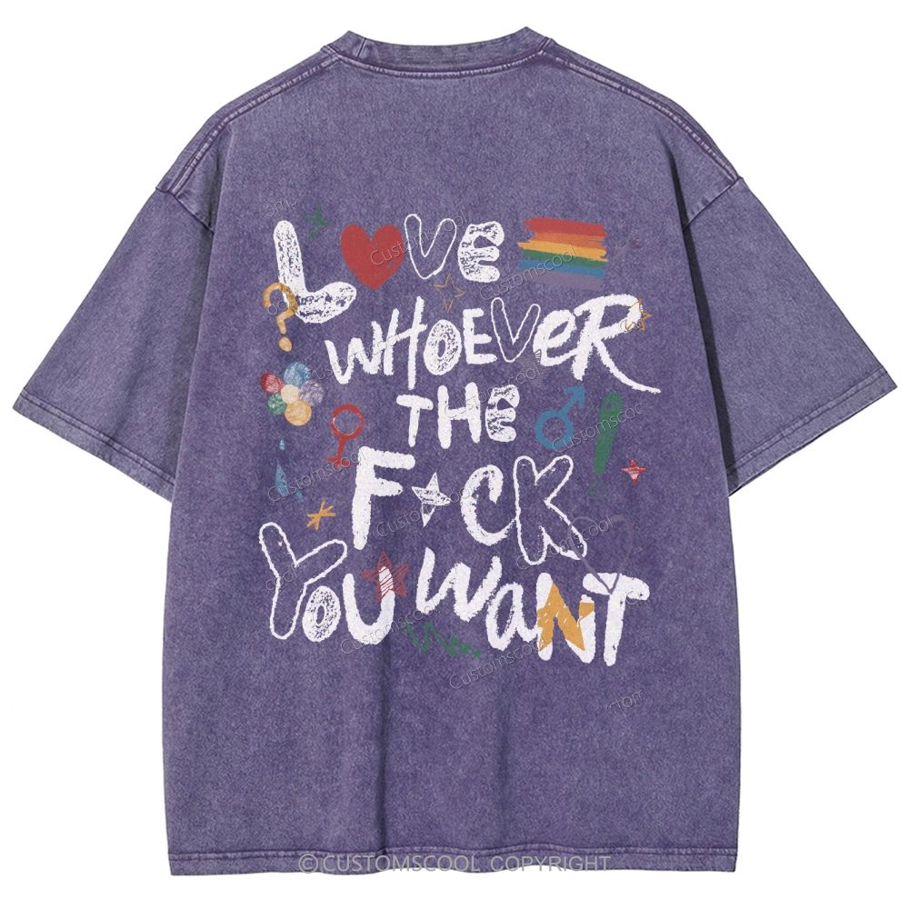 LGBTQ Love Whoever You Want Unisex Fit Washed T-Shirt