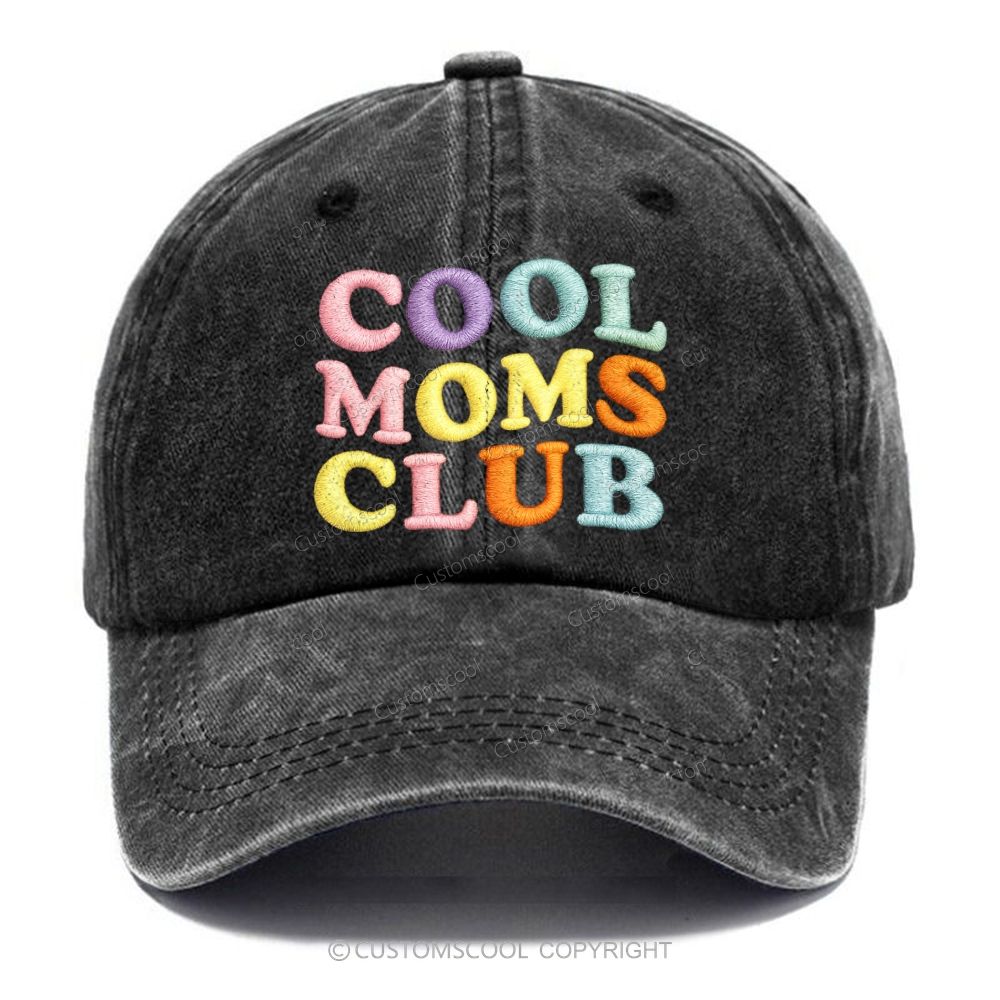 Embroidery Cool Moms Club Unisex Vintage Casual Washed Cap
