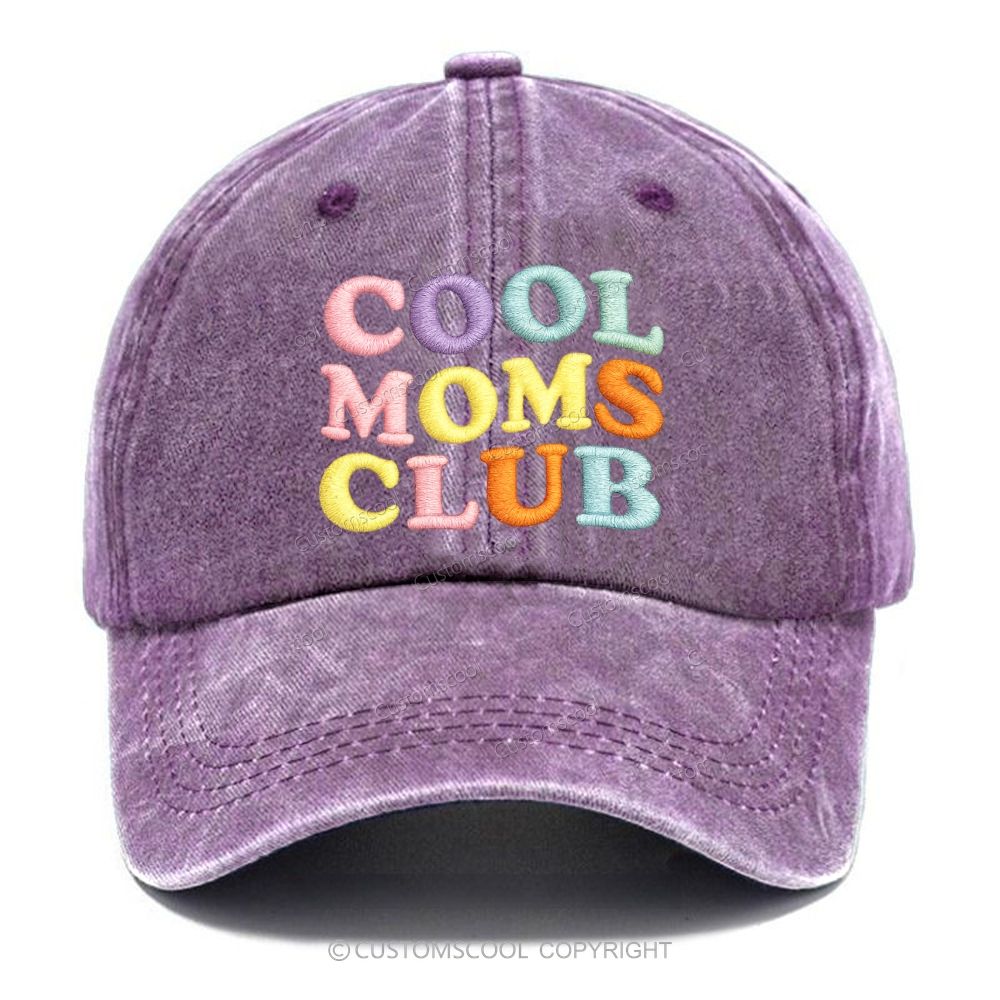 Embroidery Cool Moms Club Unisex Vintage Casual Washed Cap