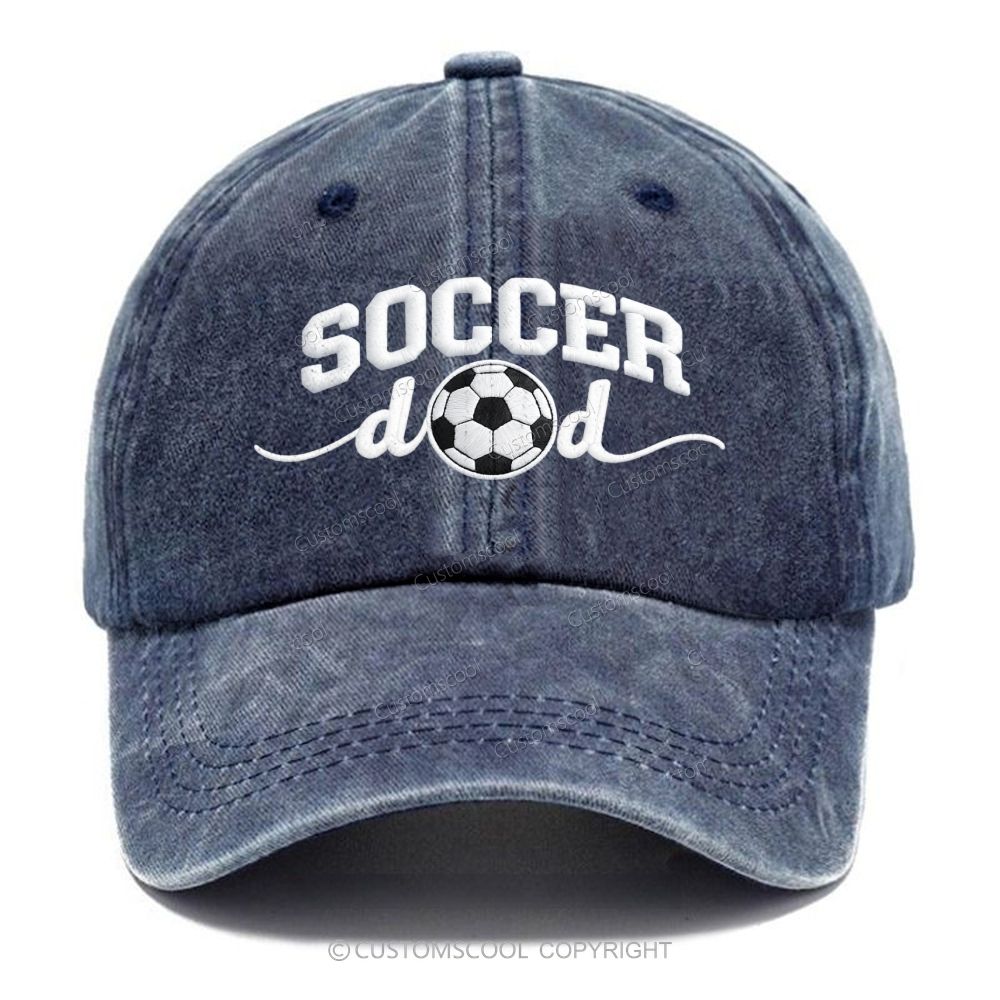 Embroidery Soccer Dad Unisex Vintage Casual Washed Cap