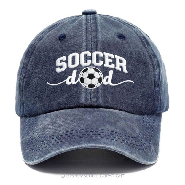 Embroidery Soccer Dad Unisex Vintage Casual Washed Cap