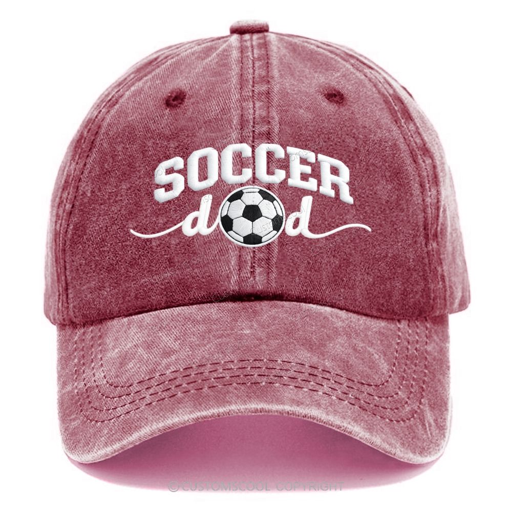 Embroidery Soccer Dad Unisex Vintage Casual Washed Cap