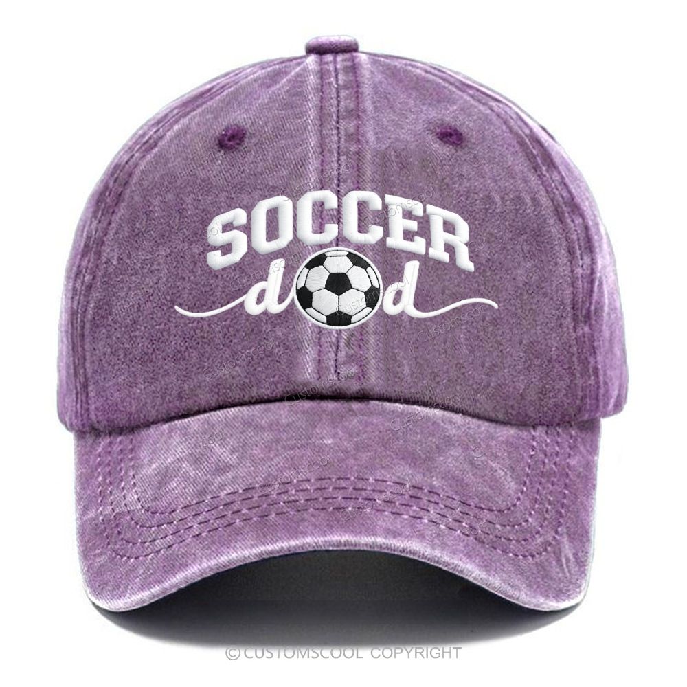 Embroidery Soccer Dad Unisex Vintage Casual Washed Cap