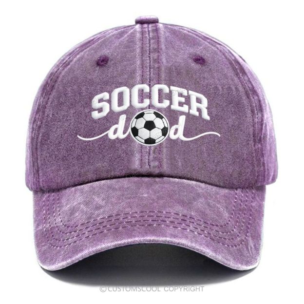 Embroidery Soccer Dad Unisex Vintage Casual Washed Cap