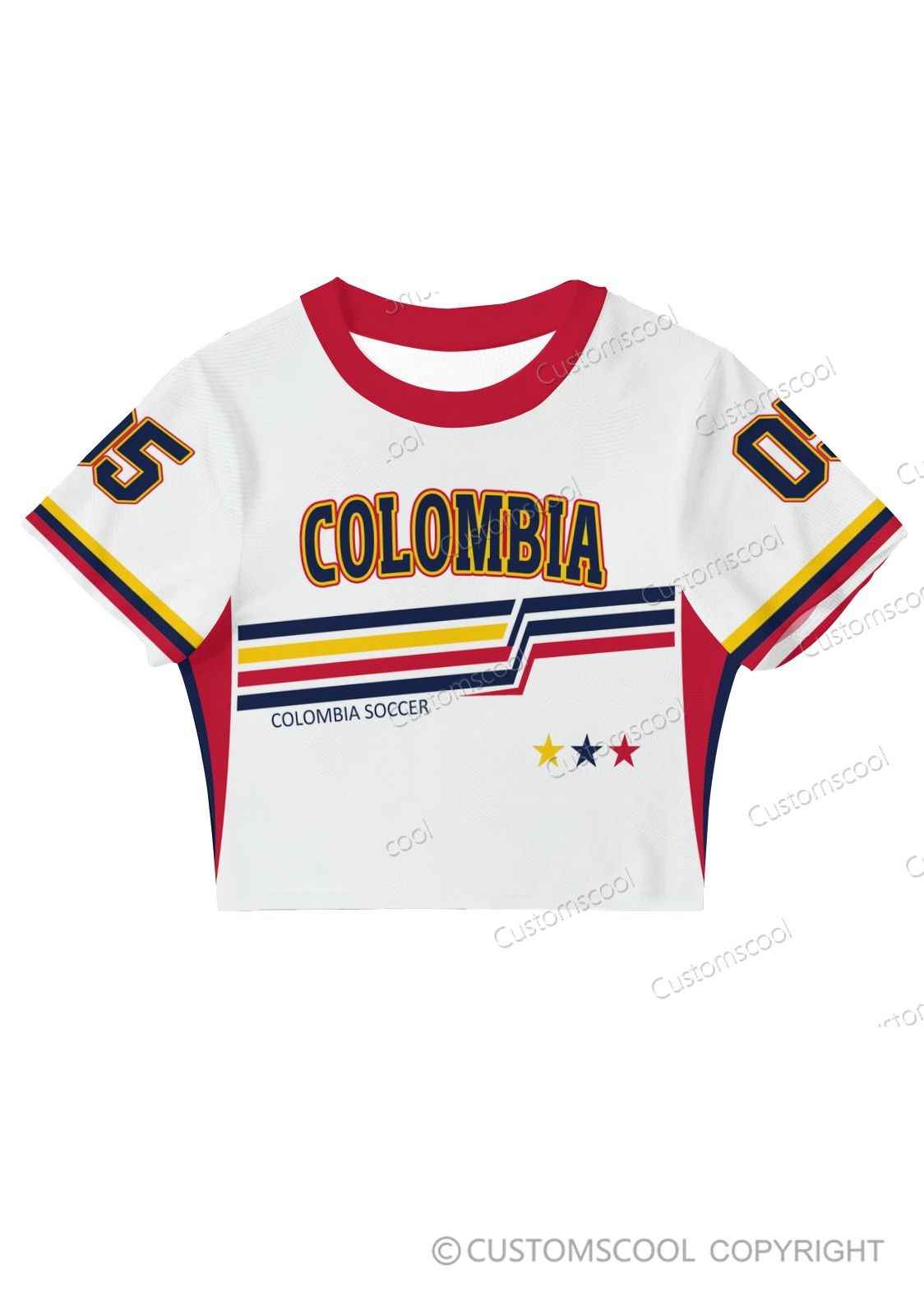 Colombia Soccer Addcustom Number Mesh Crop Top
