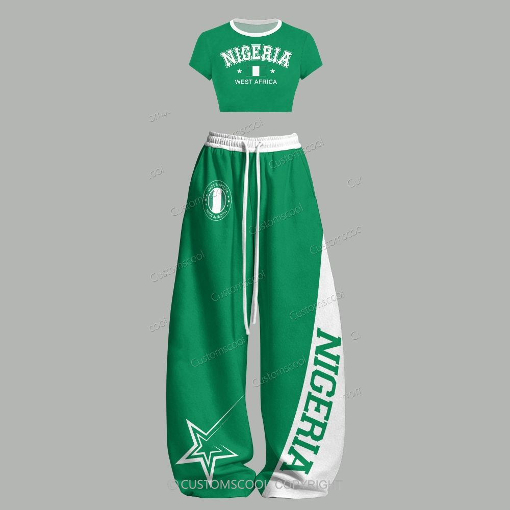 Nigeria T-Shirt & Elasticated Trousers Two-Piece Set Customscool