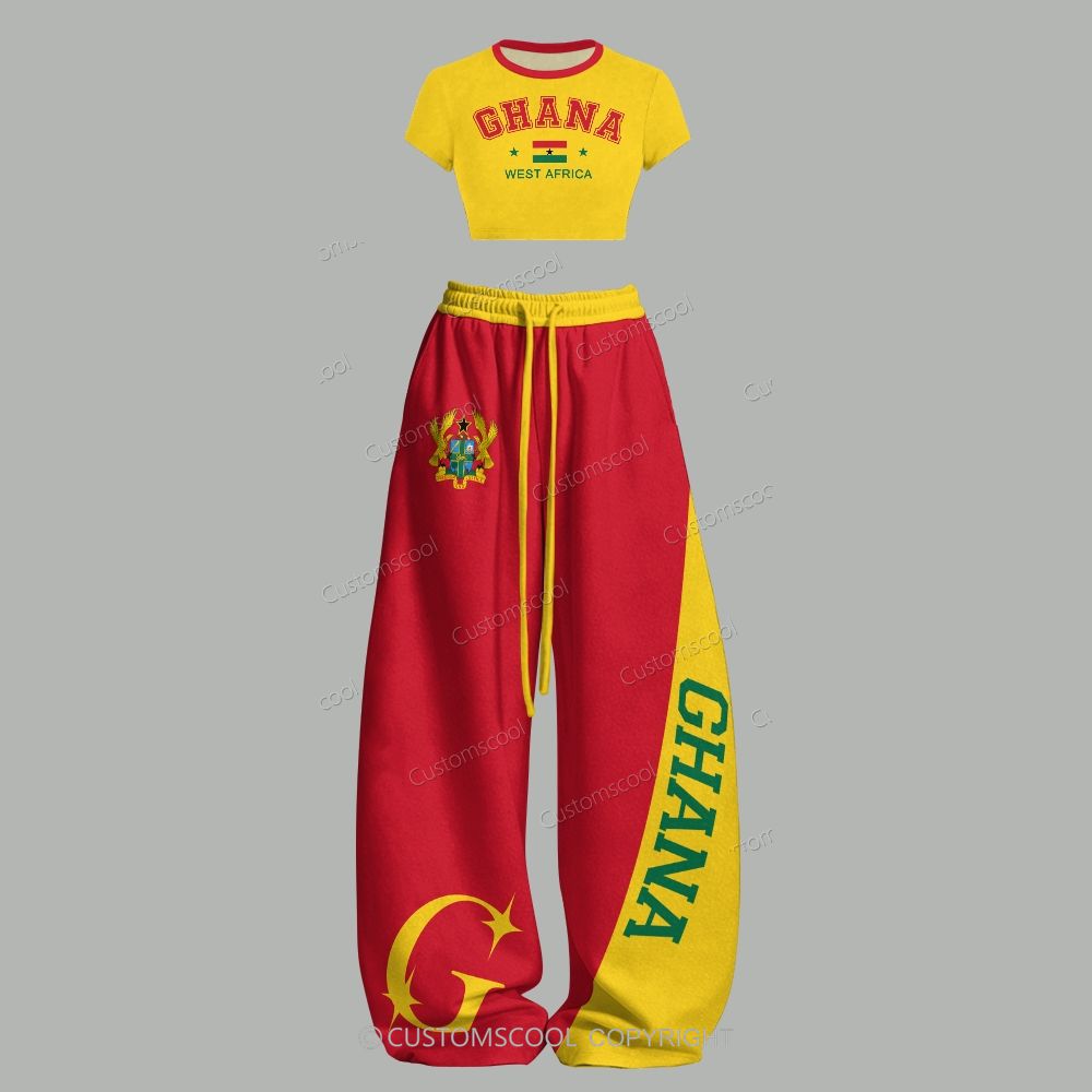 Ghana T-Shirt & Elasticated Trousers Two-Piece Set Customscool