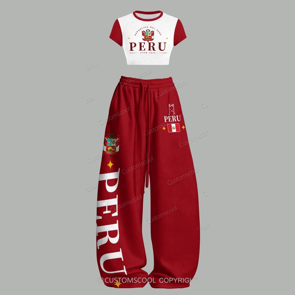 Peru T-Shirt & Elasticated Trousers Two-Piece Set Customscool