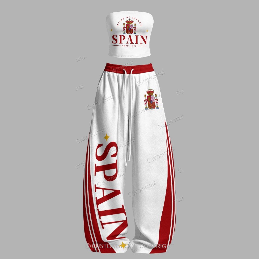 Spain Tube Top & Elasticated Trousers Two-Piece Set Customscool