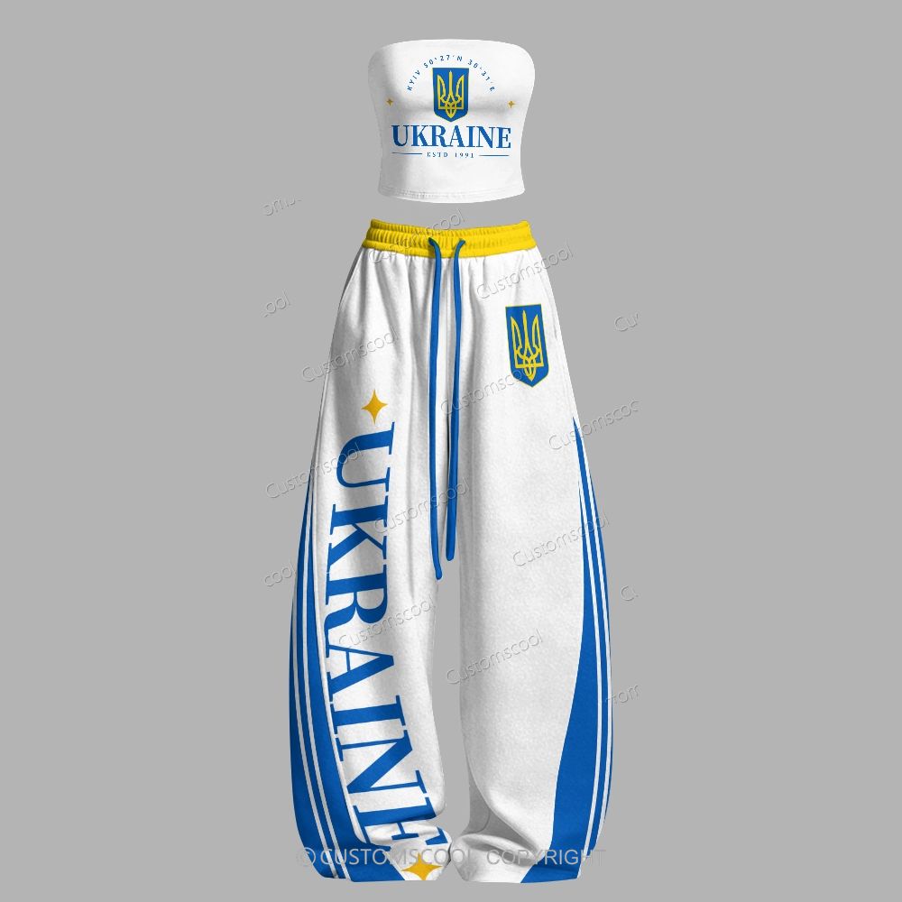 Ukraine Tube Top & Elasticated Trousers Two-Piece Set Customscool