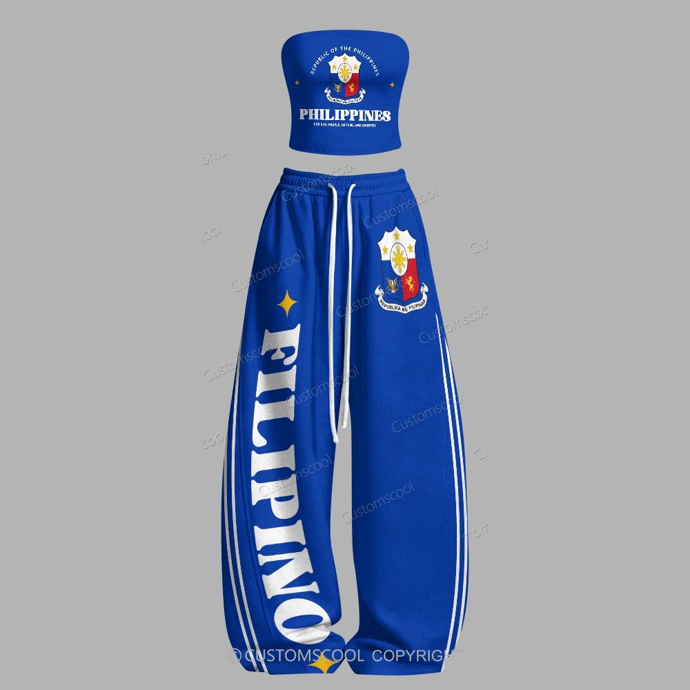 Philippines Tube Top & Elasticated Trousers Two-Piece Set Customscool