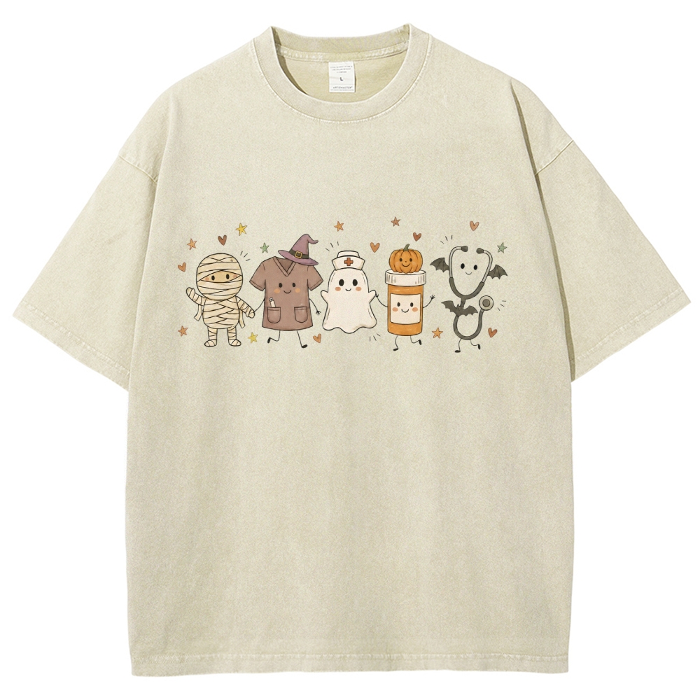 Halloween Nurse Washed T-Shirt Customscool