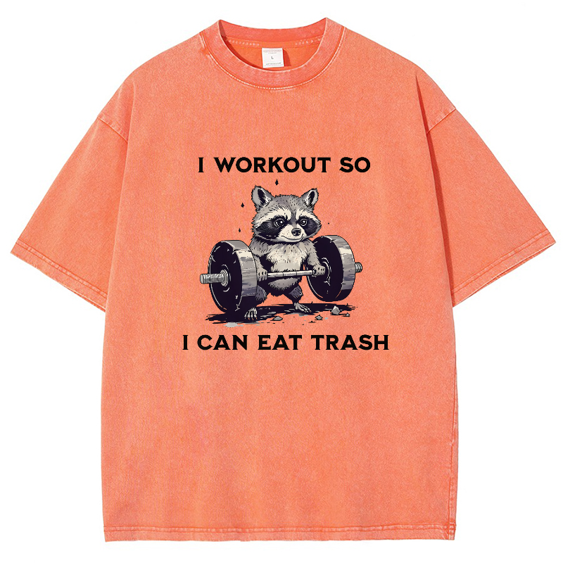 I Work Out So I Can Eat Trash Vintage Snowflake Washed T-Shirt