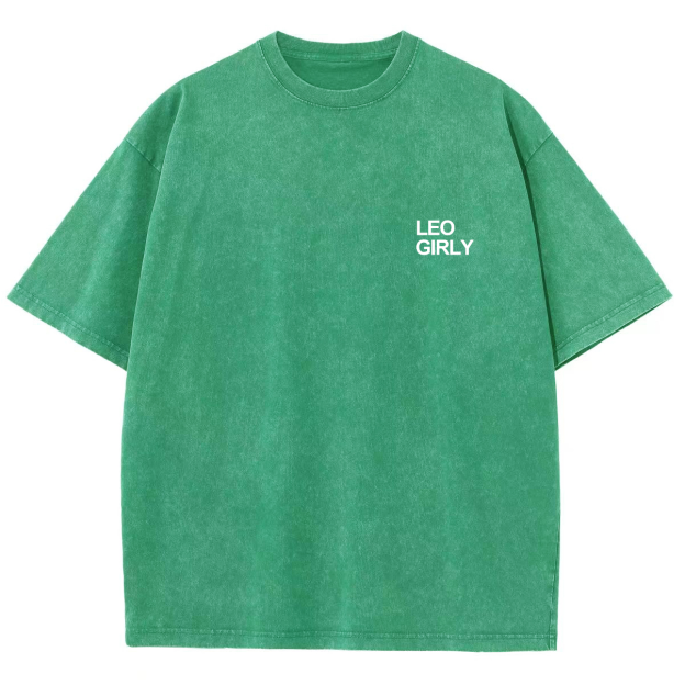 Leo Girly Unisex Fit Washed Oversized T-Shirt