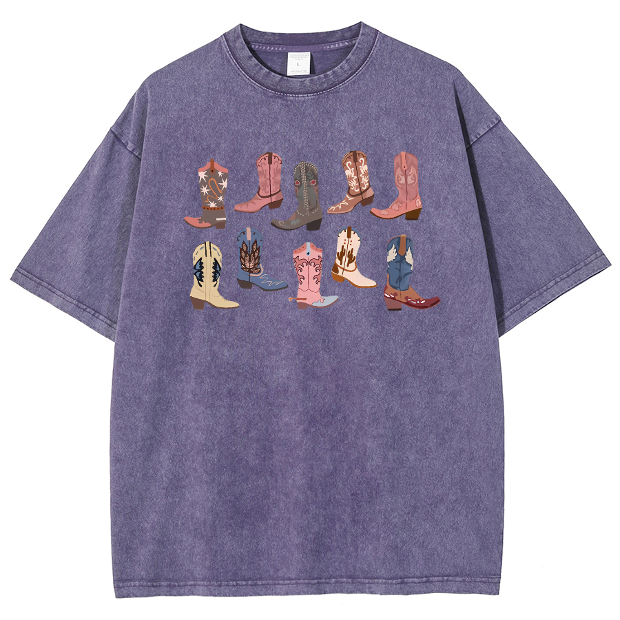 Cowgirl Boots Washed Oversized T-Shirt