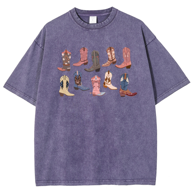 Cowgirl Boots Washed Oversized T-Shirt