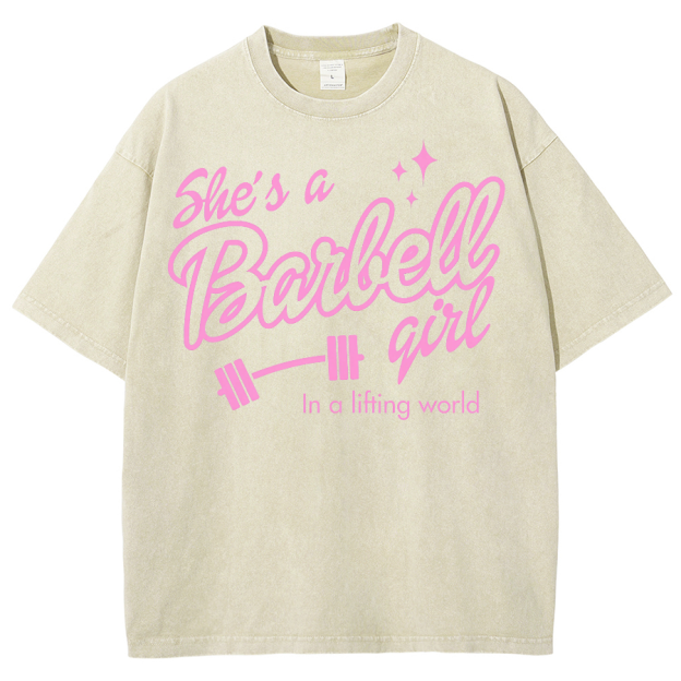 She Is A Barbell Qite Unisex Fit Washed Oversized T-Shirt