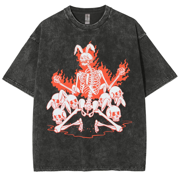Skeleton Vintage Snowflake Washed T-Shirt
