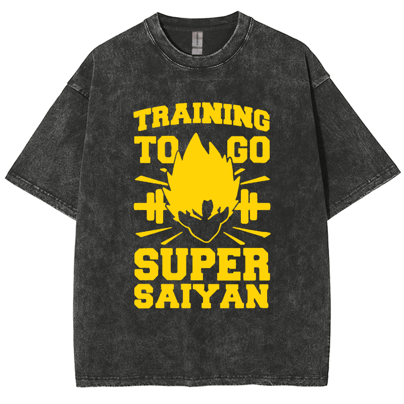 Training To Go Super Saiyan Unisex Fit Washed Oversized T-Shirt