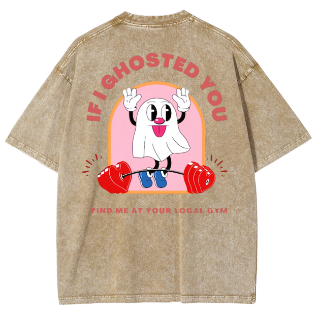 Ghostin at the Gym Unisex Fit Washed Oversized T-Shirt