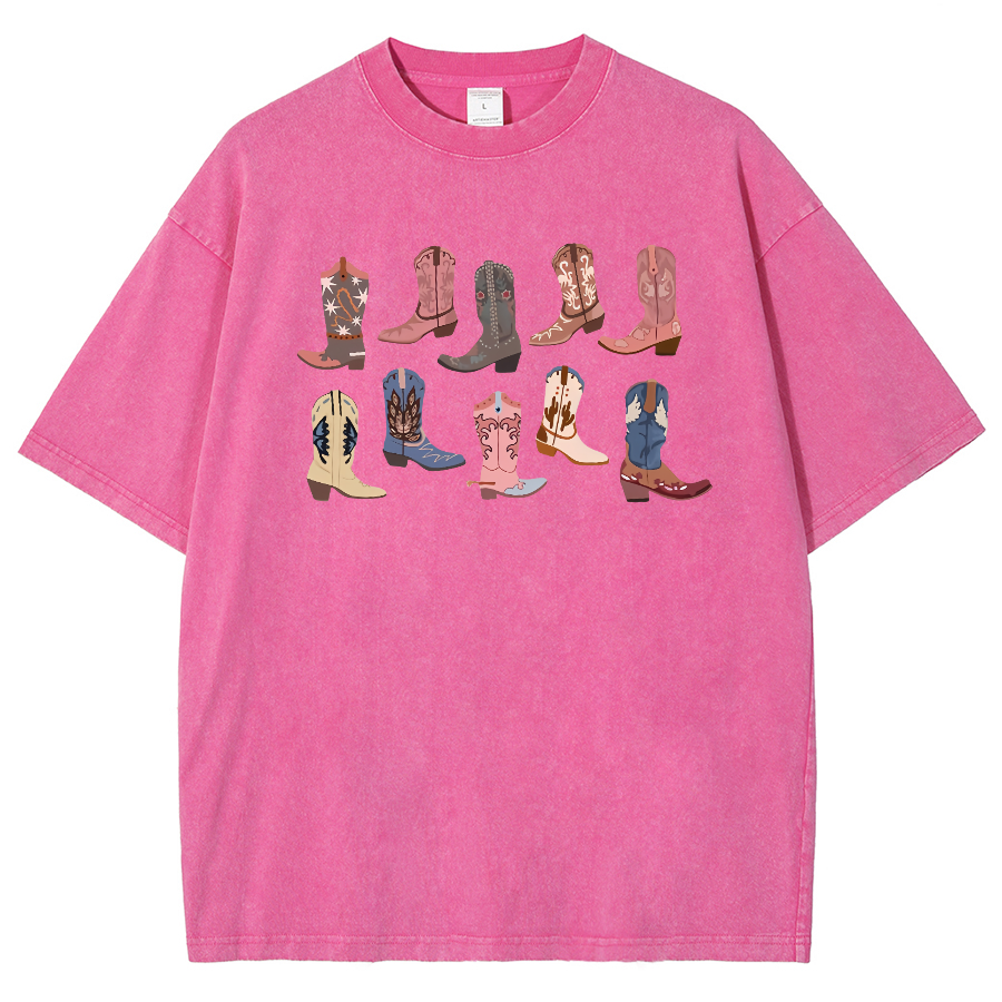 Cowgirl Boots Washed Oversized T-Shirt